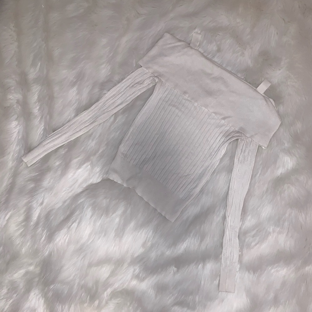 White off the shoulder sweater